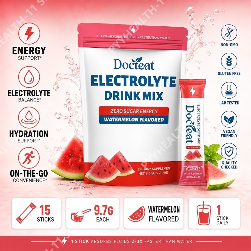 Electrolyte Powder Pack - Watermeloen Elektrolyten Drinkmix Poeder Stick Packs