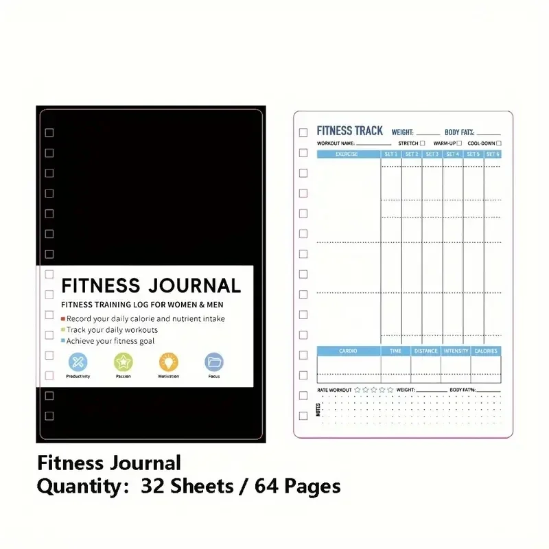 Nutrition Fitness Plan - Spiraalvormig notitieboekje Dagelijkse oefen- en voedingsplannen