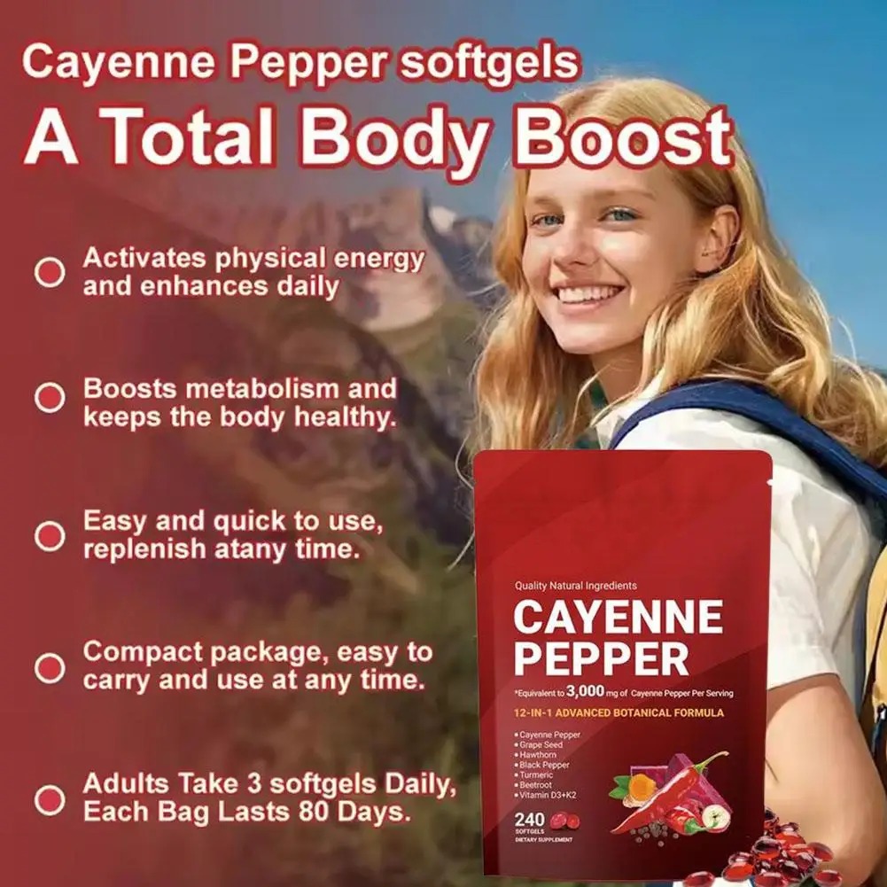 Vitamin D3 K2 Drop - 240 Softgels Cayenne Peper Capsules 3000mg