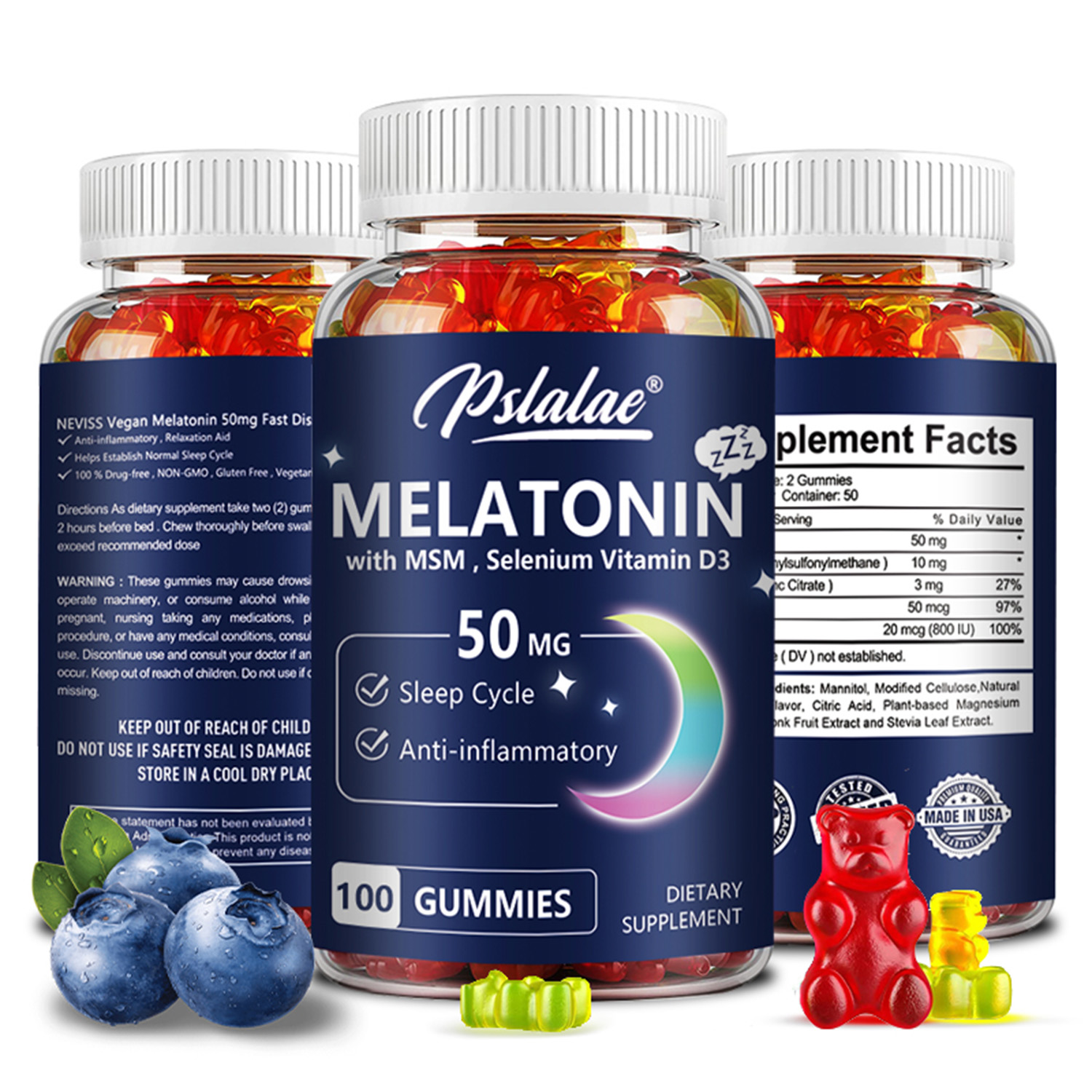 Melatonin Sleep Gummy - Melatonine Gummies 50 mg - Slaapondersteuning,
