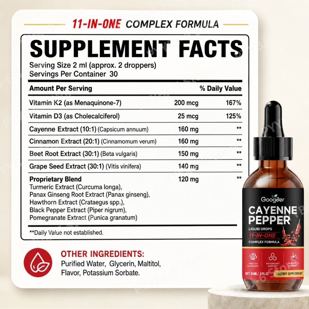 Googeer Cayenne Peper Vloeibar - Vitamin D3 K2 Drop recensie en prijs