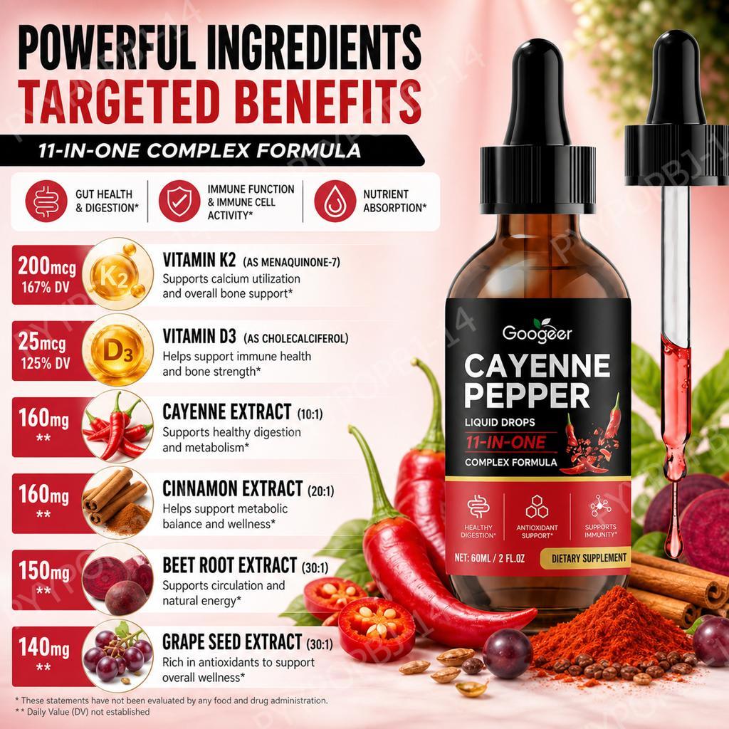 Googeer Cayenne Peper Vloeibar - Vitamin D3 K2 Drop recensie en prijs